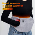 Rechargeable hand and waist warmer being worn around the waist