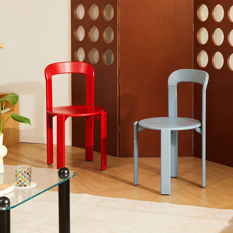 Soren café chairs red and sky blue styled in warm modern room