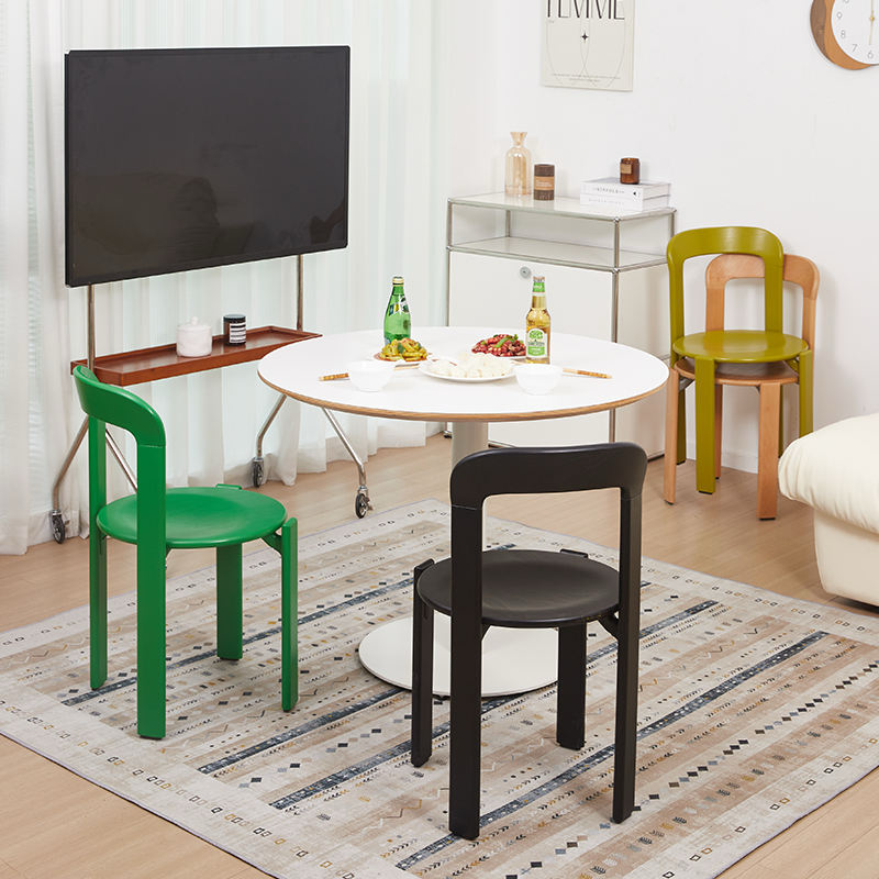 Soren dining chairs in green black and yellow green in dining room