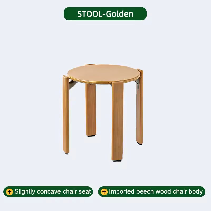 Soren low stool golden natural wood finish