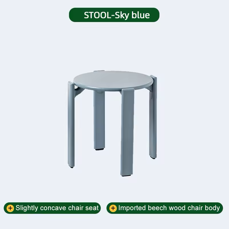 Soren low wooden stool sky blue